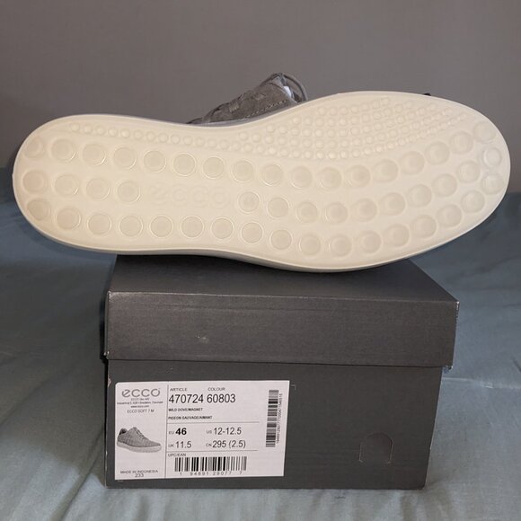 Men's Ecco Soft 7 Luxe Leather Sneaker Wild Dove/Magnet Size EU 46 - Picture 3 of 5